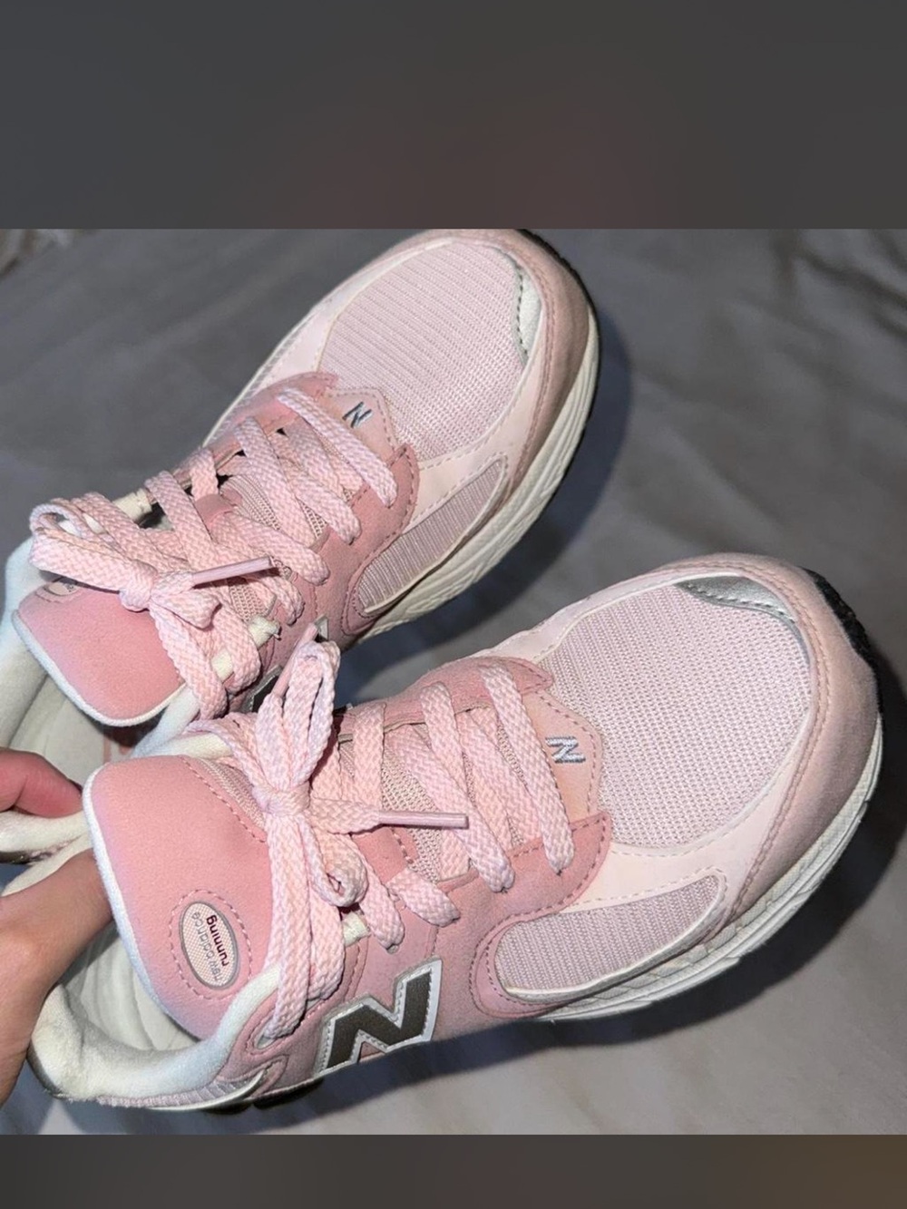 New Balance Women's Pink Mesh and Suede Athletic Sneakers - Picture 6 of 6